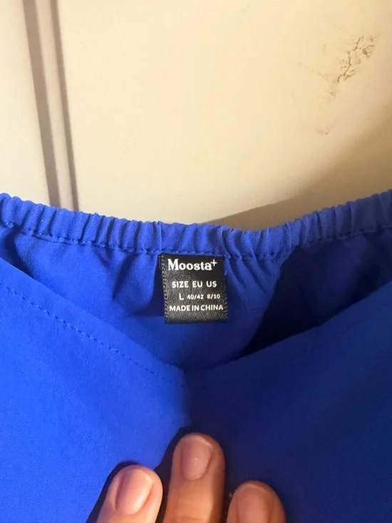 Moosta Cobalt Blue Flutter Sleeve Tiered Maxi Dress - Large - Picture 2 of 4